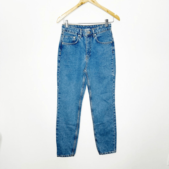 Ragged Jeans Indigo Blue Butt Ripped Jeans Indigo Blue straight leg size 26 NWT - Picture 2 of 9